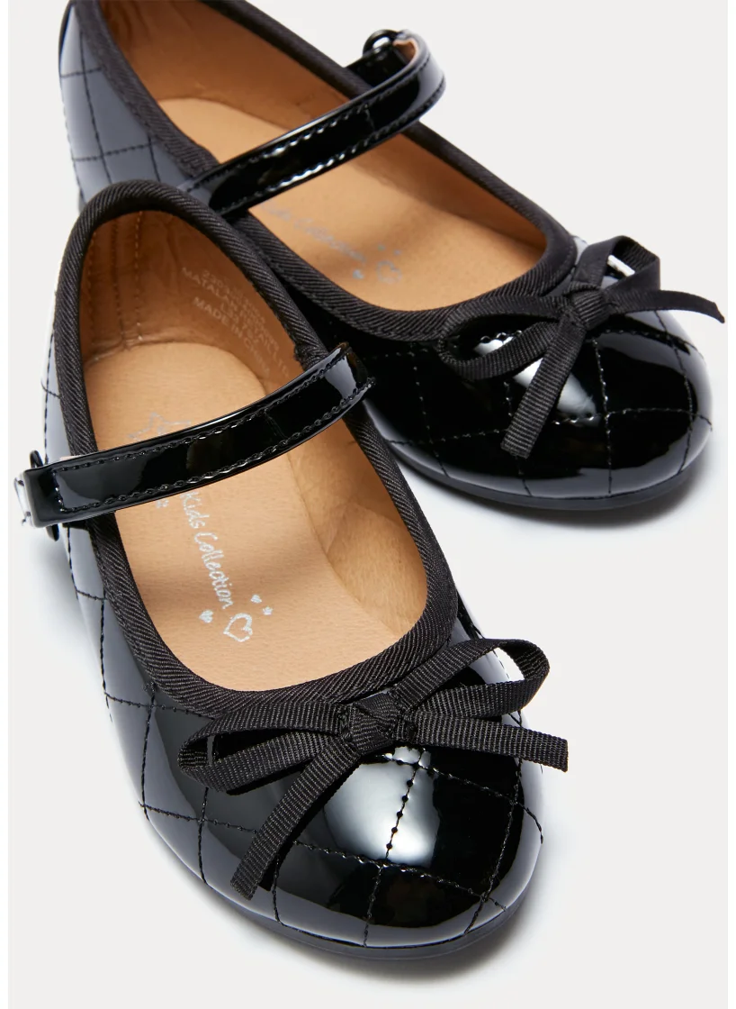 Matalan Girls Black Quilted Ballet Shoes