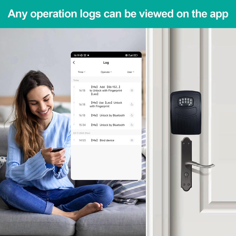 Loccess Smart Key Lock Box with WiFi, Remote Control Lock Box for House Key, APP Control Key Safe Box with Code for Outdoor - Image 5