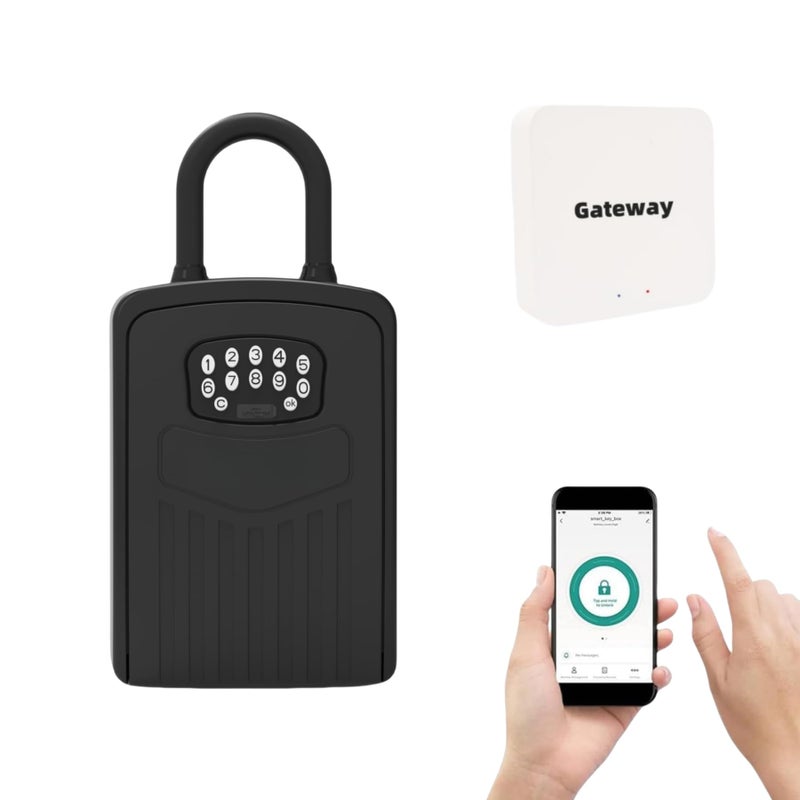 Loccess Smart Key Lock Box with WiFi, Remote Control Lock Box for House Key, APP Control Key Safe Box with Code for Outdoor - Image 1
