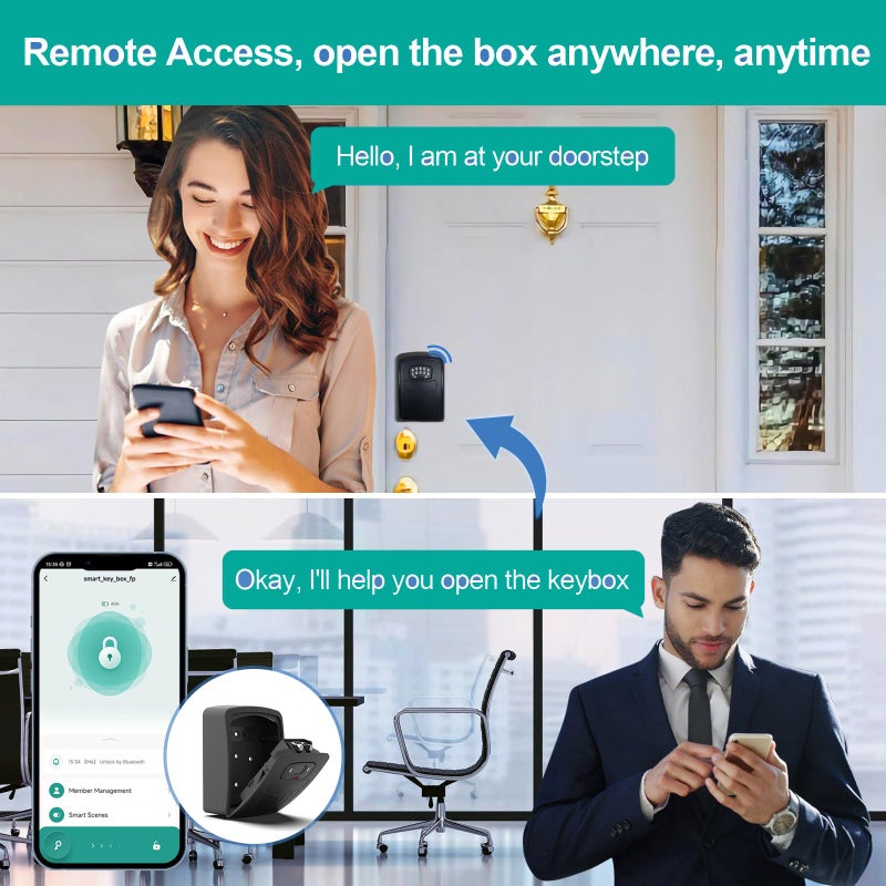 Loccess Smart Key Lock Box with WiFi, Remote Control Lock Box for House Key, APP Control Key Safe Box with Code for Outdoor - Image 2
