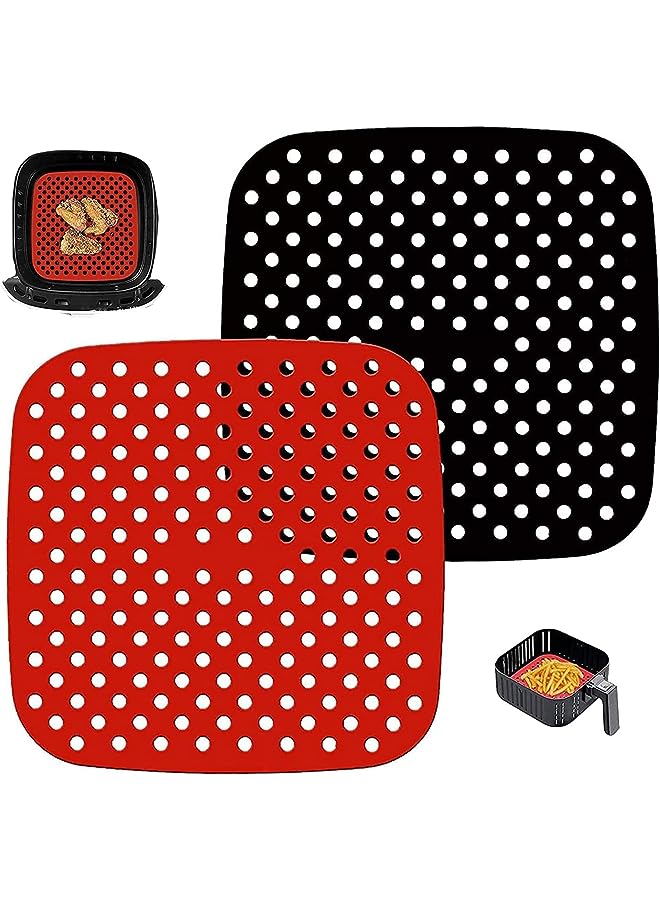 Raxoom Air Fryer Liners Square, 2 pack Silicone Air Fryer Basket Mats,21cm Non-Stick Air Fryer Accessories,Silicone Mat Pads for Air Fryer Steamer - Image 1