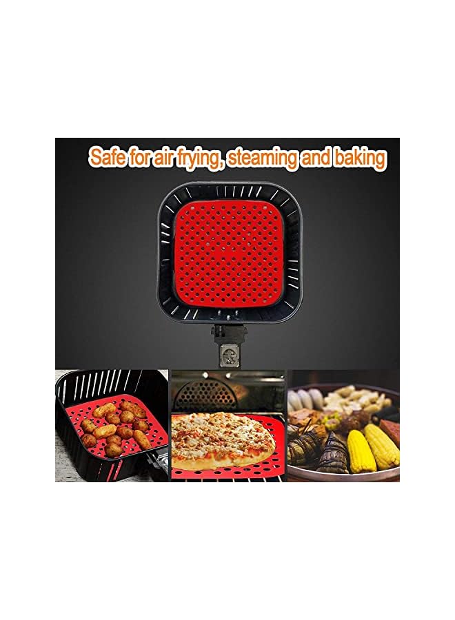 Raxoom Air Fryer Liners Square, 2 pack Silicone Air Fryer Basket Mats,21cm Non-Stick Air Fryer Accessories,Silicone Mat Pads for Air Fryer Steamer - Image 3