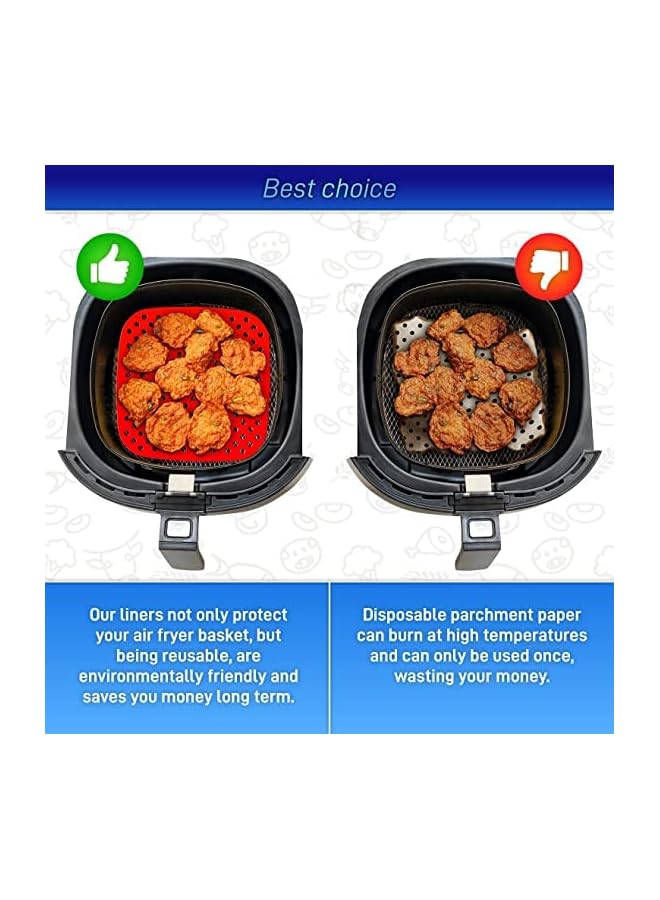Raxoom Air Fryer Liners Square, 2 pack Silicone Air Fryer Basket Mats,21cm Non-Stick Air Fryer Accessories,Silicone Mat Pads for Air Fryer Steamer - Image 2