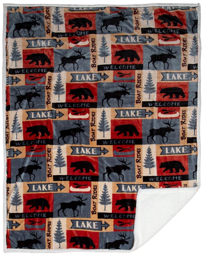 CARSTENS, INC. Ultra Premium Super Soft Plush Sherpa Fleece Oversized Throw Blanket 54" x 68", Lake House - Image 1