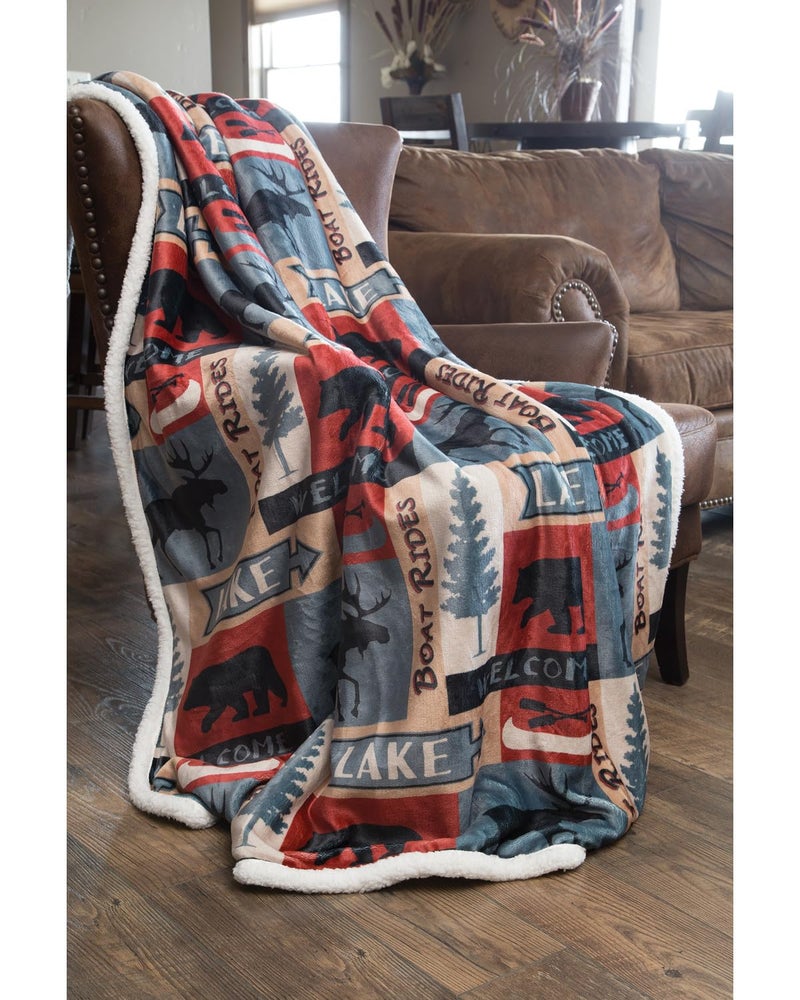 CARSTENS, INC. Ultra Premium Super Soft Plush Sherpa Fleece Oversized Throw Blanket 54" x 68", Lake House - Image 3