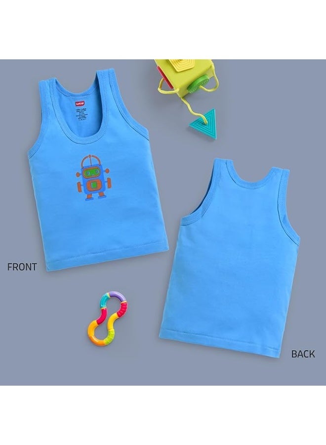 LuvLap Baby Boys Regular Fit 100% Cotton Vest Pack Of 6 - Image 4