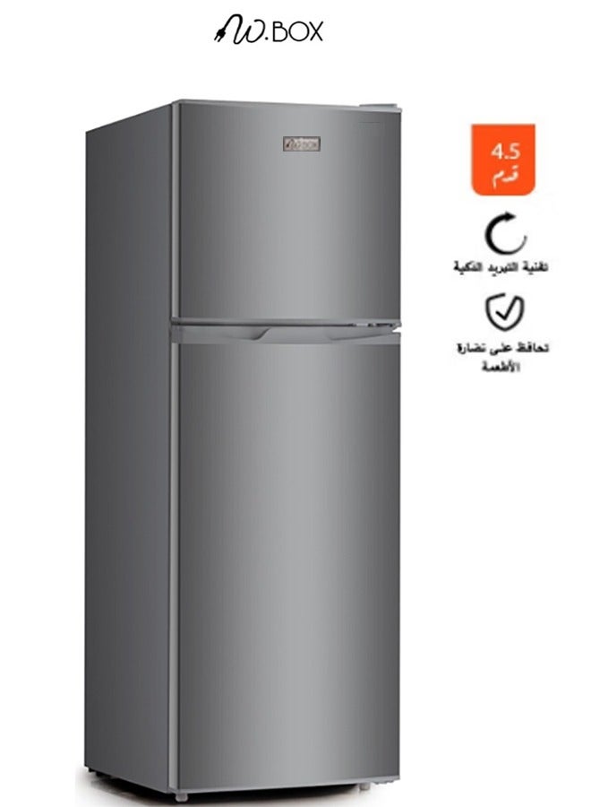 W.BOX 128 Liters Silver Double Door Refrigerator 4.5 Cu.ft. Silver | WBR138WS - Image 1