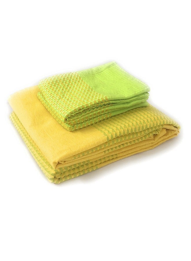 RANGBHAR Handloom Cotton 225 TC Striped Bedsheet For Double Bed, Organic Woven Bedsheet With 2 Pillow Covers, Golden Yellow, 90 X 100 Inch - Image 5