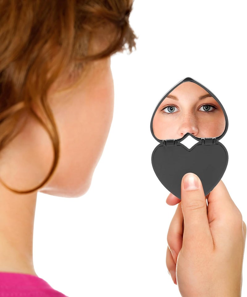 20pcs Folding Portable Compact Mirrors Mini Heart Round Shape Travel Makeup Mirrors Handheld Pocket Cosmetic for Travel and Daily Use - Image 4