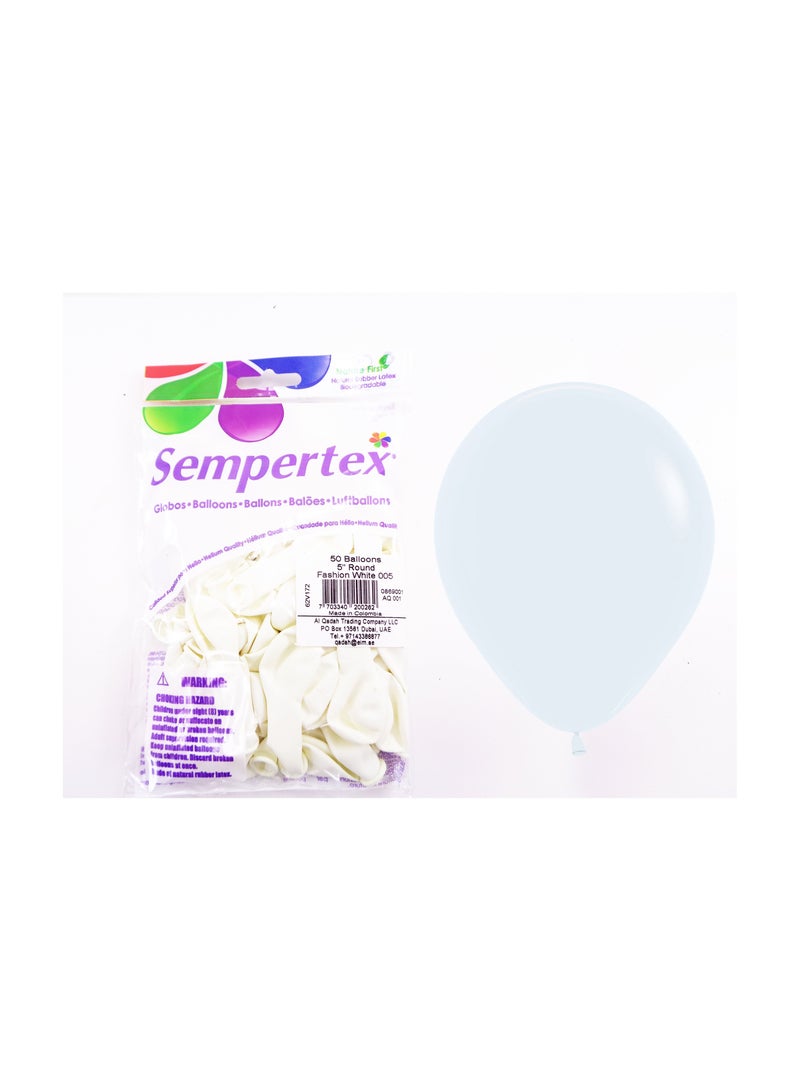 Sempertex Round Latex Balloons, White - 50 Pieces,5in - Image 3