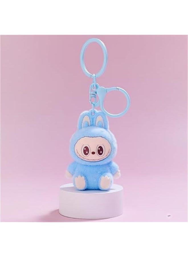 Cute La bubu Keychain, Flocking Cartoon Monsters,Rabbit Home Decoration,Hanging Pendant Gifts,Key Ring Accessories  - Image 2