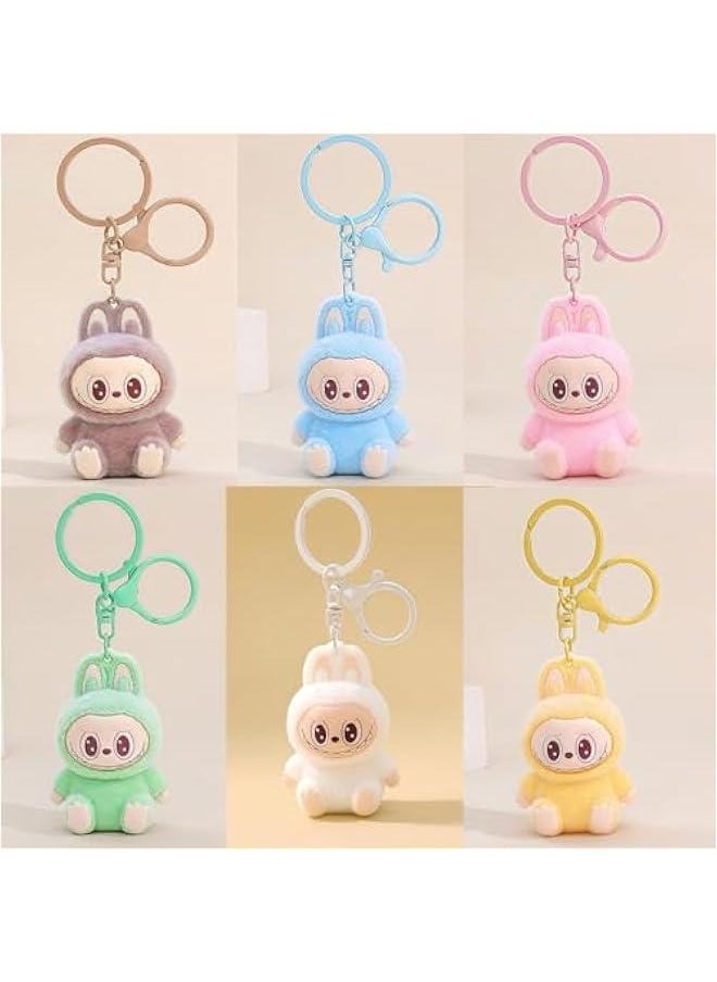 Cute La bubu Keychain, Flocking Cartoon Monsters,Rabbit Home Decoration,Hanging Pendant Gifts,Key Ring Accessories  - Image 5