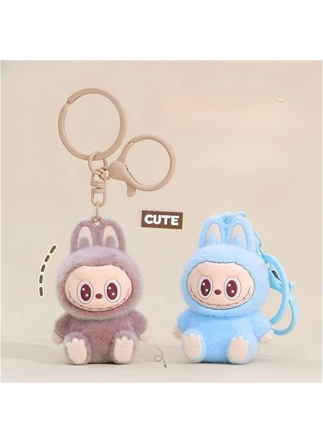 Cute La bubu Keychain, Flocking Cartoon Monsters,Rabbit Home Decoration,Hanging Pendant Gifts,Key Ring Accessories  - Image 3