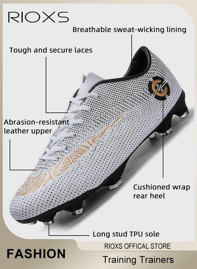ريوكس حذاء كرة القدم، أحذية كرة قدم للشباب، أحذية كرة قدم للرجال من نوع تراكترنر، أحذية رياضية عالية القمة للاعبين في الملعب، أحذية كرة سلة احترافية منخفضة القمة، أحذية كرة قدم خارجية وداخلية للفتيان، أحذية كرة قدم مبطنة بخيوط قابلة للتنفس لرياضة البيسبول واللاكروس، حذاء تدريبي نسخي لسباقات الجري والقفز، أحذية أثليوري بيضاء - Image 4