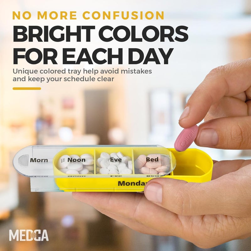 MEDca Weekly Pill Box with AM/PM Storage Compartments - 7 Day Organizer - Image 3