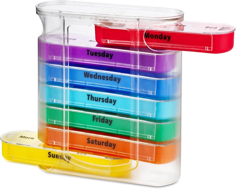 MEDca Weekly Pill Box with AM/PM Storage Compartments - 7 Day Organizer - Image 1