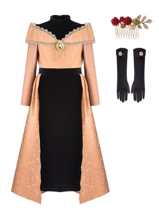 princess aurora brown dress Marigold Aurora Pleated Maxi Dress – Sugarlips main image 1