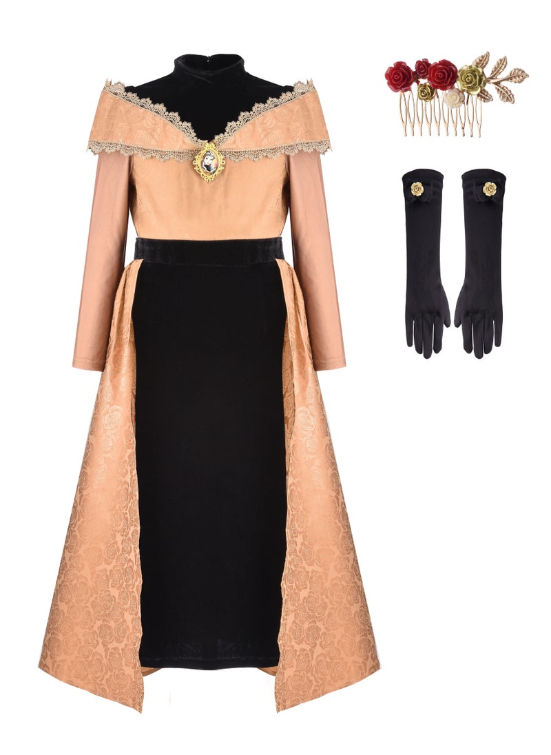 Party Centre - Officially Licensed Disney Golden Princess Belle Prestige Dress Up Costume with Headpiece - Image 1