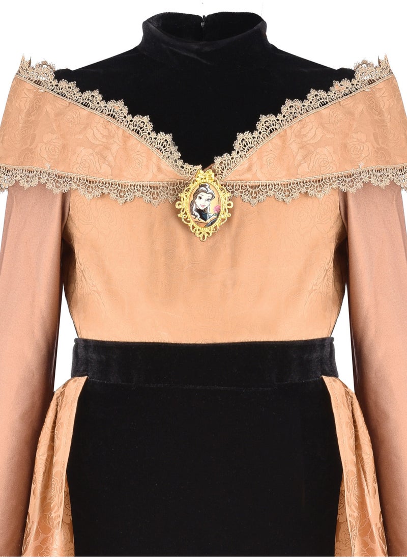 Party Centre - Officially Licensed Disney Golden Princess Belle Prestige Dress Up Costume with Headpiece - Image 1