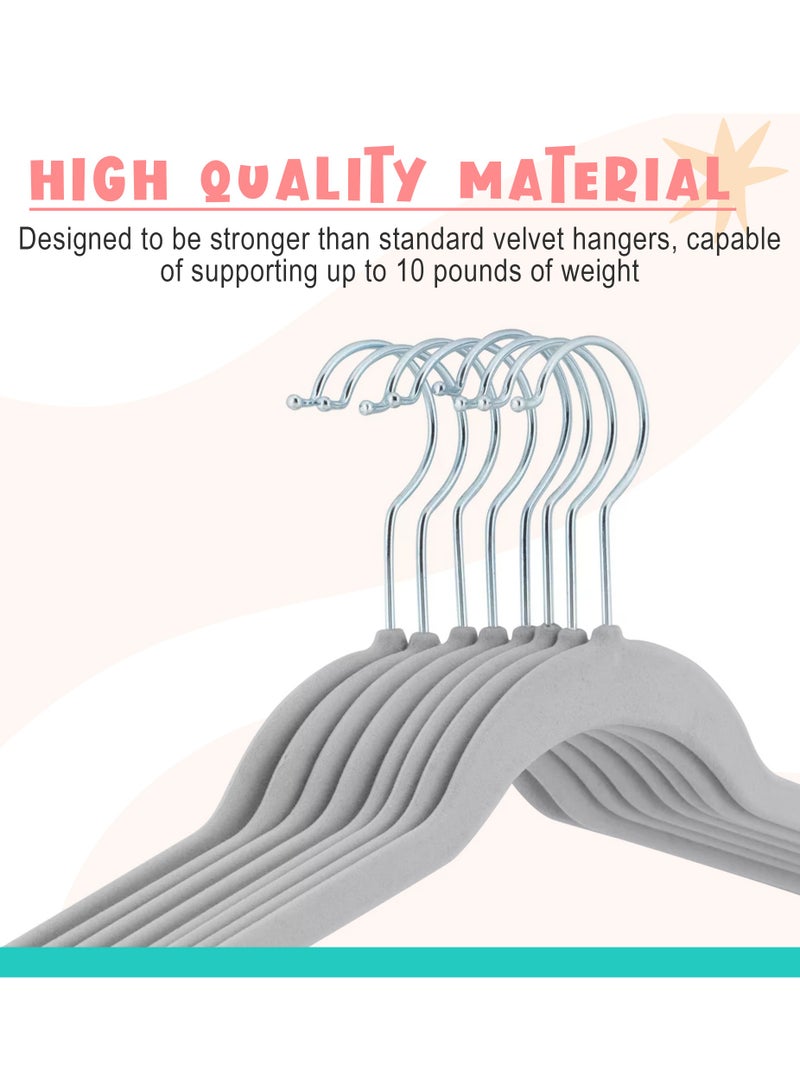 Amber Home Premium Baby Velvet Hangers Non-slip kids Hangers Ultra Slim Children Clothes Hangers 360° Swivel Hook Strong Durable Baby Hangers toddler hangers pack of 30 (Grey) - Image 5