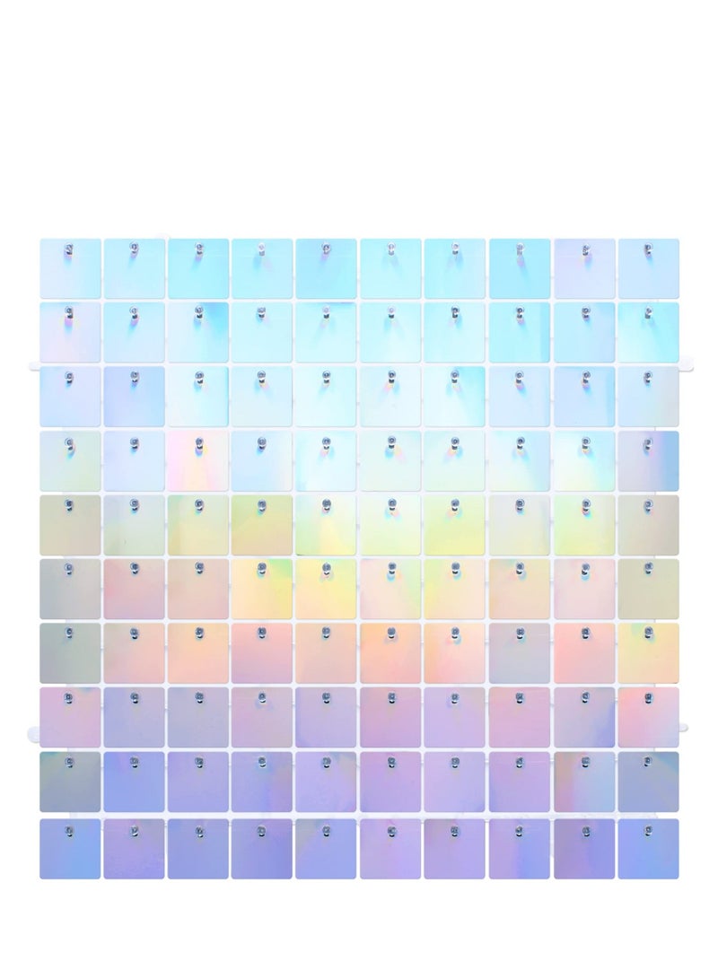 Wall Backdrop Panels, 12 Pack Rainbow Sequin Backdrop for Party Decorations Birthday Wedding & Engagement Anniversary Iridescent Home Decor, Made of Polymeric Material, with a Non-toxic Coating - Image 1