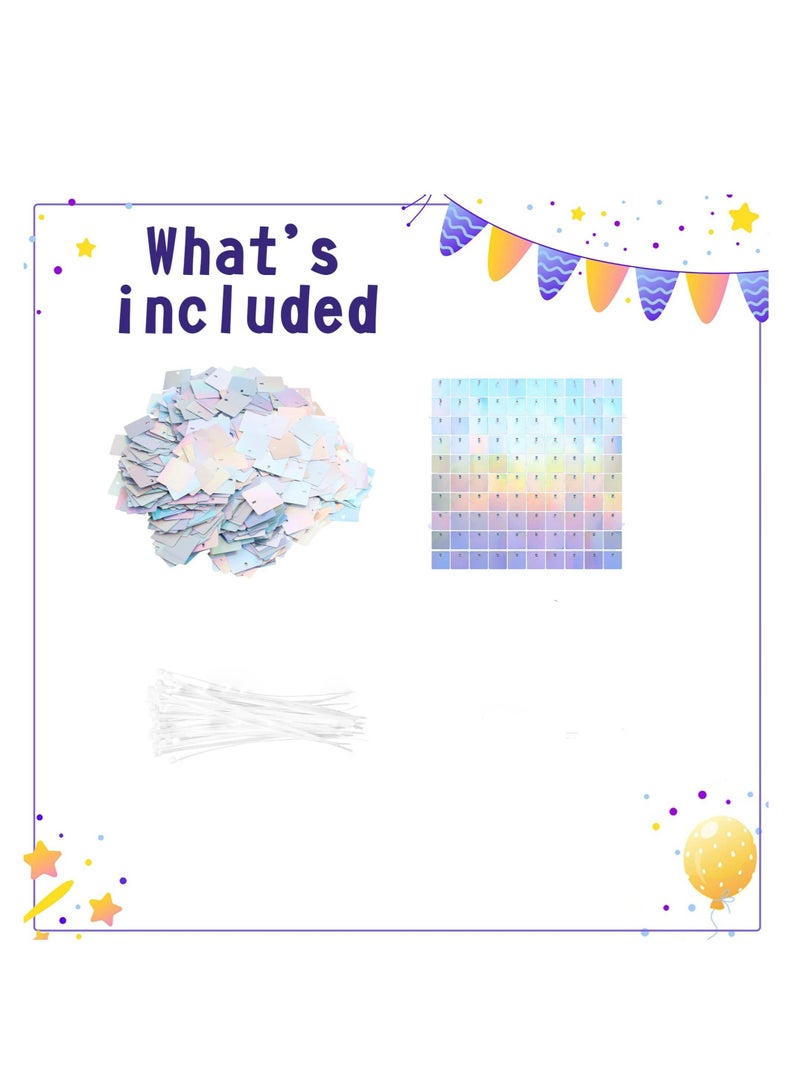 Wall Backdrop Panels, 12 Pack Rainbow Sequin Backdrop for Party Decorations Birthday Wedding & Engagement Anniversary Iridescent Home Decor, Made of Polymeric Material, with a Non-toxic Coating - Image 2
