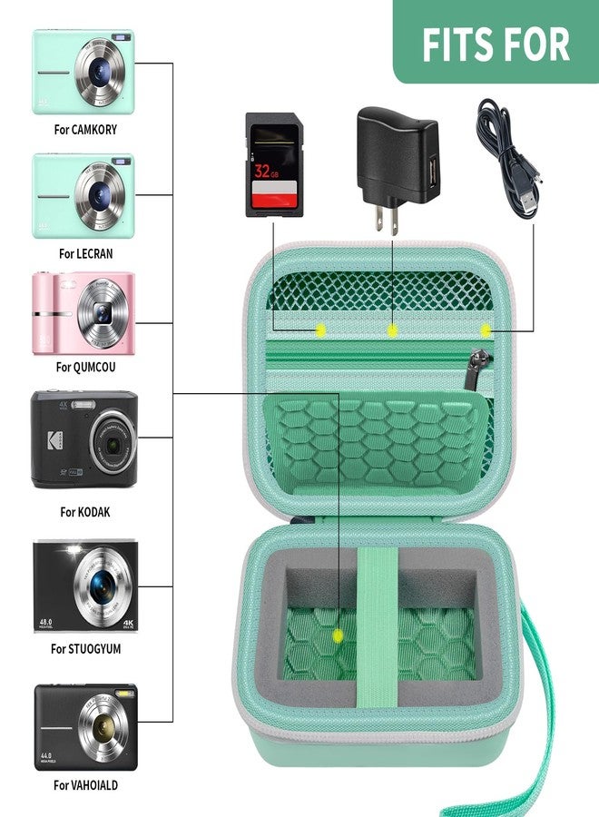 كومكيس جراب حماية لكاميرات Comecase AbergBest الرقمية عالية الدقة القابلة لإعادة الشحن، بدقة 21 ميجابكسل وشاشة LCD مقاس 2.7 بوصة، متوافق مع كاميرات Kodak Pixpro وCanon PowerShot ELPH 180/190 وSony DSCW800/DSCW830، مناسب للسفر - أخضر فاتح - Image 2