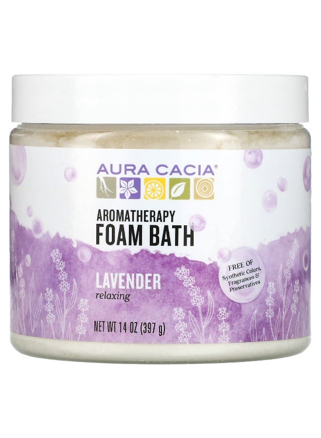 Aura Cacia, Aromatherapy Foam Bath, Relaxing Lavender, 14 oz (397 g) - Image 1