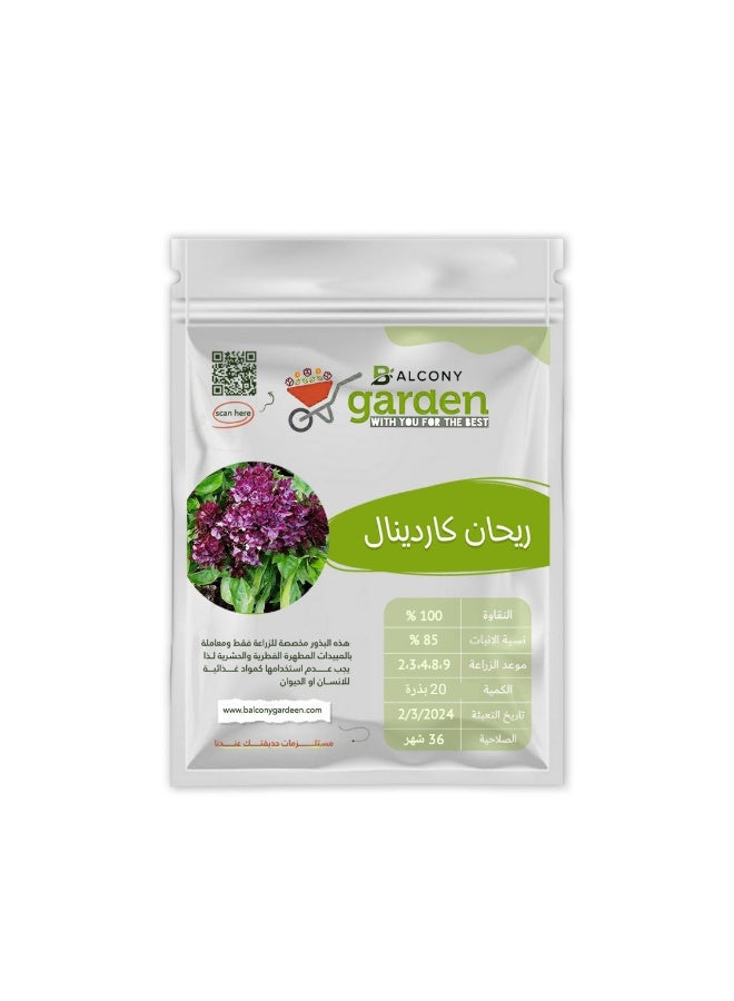 Cardinal Basil Seeds - 20 Seeds Pack - Dense Growth and Distinctive Fragrant Aroma