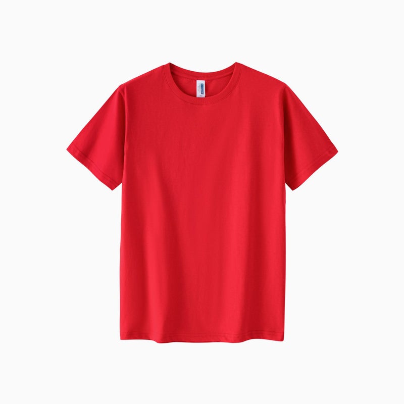 Amazon Cross-border 150g Combed Cotton Crewneck Short-sleeved T-shirt Mens Solid Color Loose Fashion Brand Work Clothes Printing Red