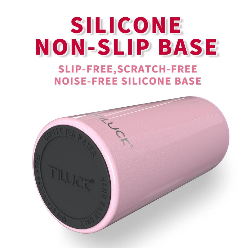 TILUCK Skinny Can Cooler for Slim Beer & Hard Seltzer, Stainless Steel, Doucle-Walled Stainless Steel Insulated Slim Cans, Standard 12 oz (Glitter Blush) - Image 4