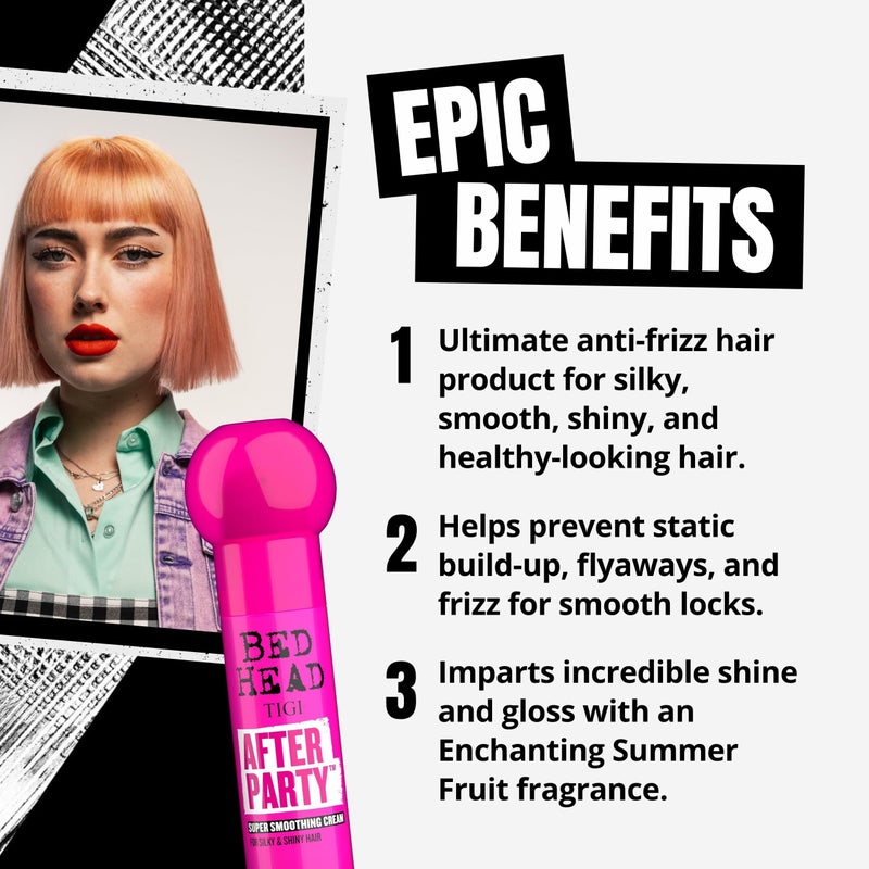 BED HEAD TIGI Bed Head After Party Smoothing Cream 2-Pack â€“ Ultimate Frizz Control Hair Care Products for Smooth, Shiny Hair, Summer Fruit Medley Scent, 3.38 Oz Ea - Image 3
