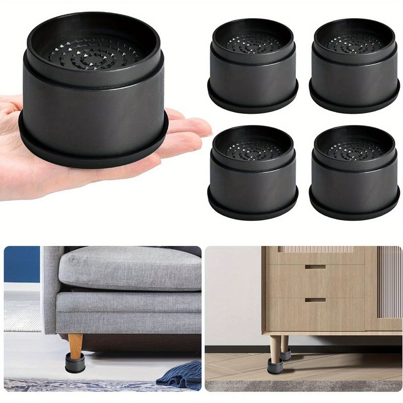 4 Pack 2 Inch Furniture Risers Heavy Duty Adjustable Bed Risers Round Stackable Lifts For Desk Leg Table Couch Sofa Chair Bed Frame Dorm Black - Image 1