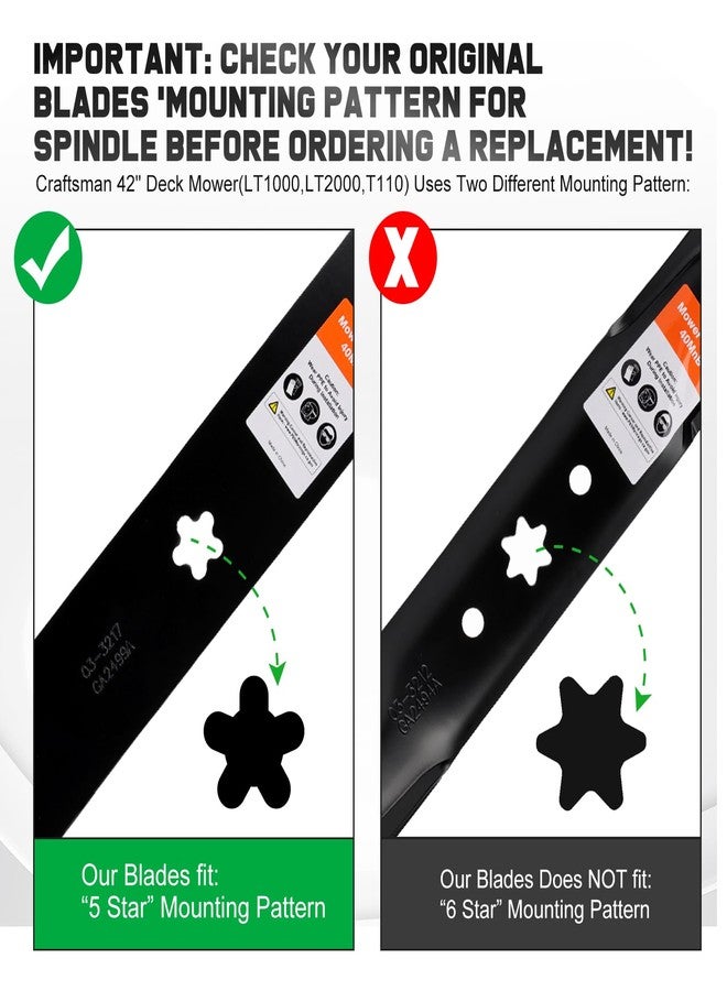 Grasscool 42 inch Mower Mulching Blades for Craftsman LT1000 YT3000 LT2000 T1200 42'' Deck Lawnmower Replace for Poulan 134149 138971 139775 532138971 532134149 - Image 2