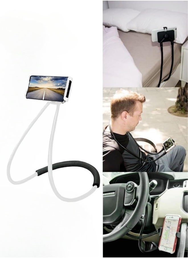 ShebSheb - Universal Smartphone Holder Hanging Phone Stand On The Neck Flexible Lazy Bracket That Can Rotate Freely(White） - Image 1