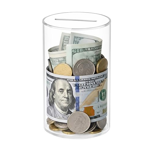 Thingrific Clear Piggy Bank for AdultsKids Acrylic Unopenable Money Box for Cash Coin Saving Must Break to Open Money Saving Jar for Adults Boys Girls Size 6 H x 4 Diameter - Image 1