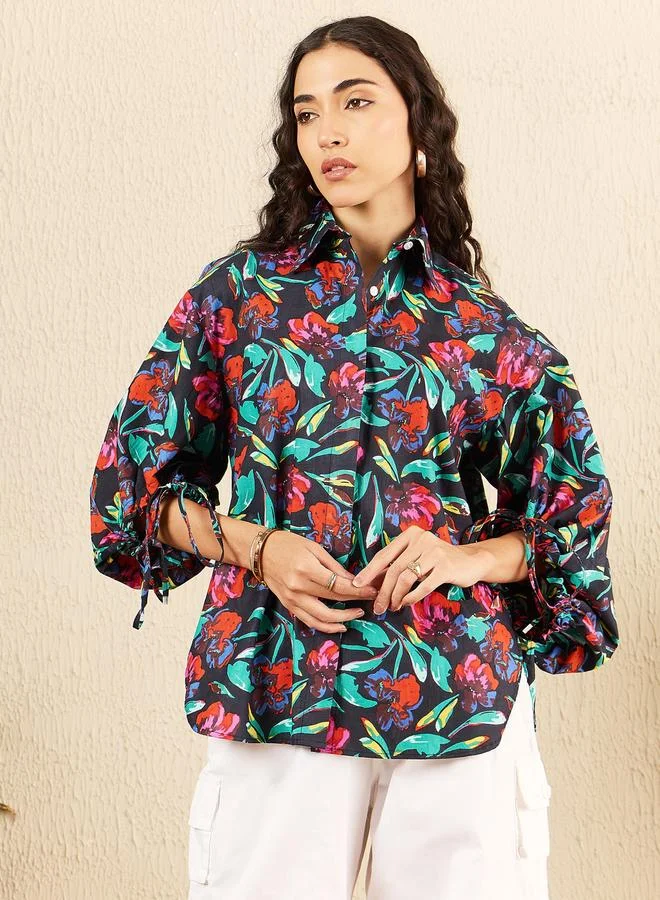 Uptownie Floral Print 3/4 Sleeves Shirt