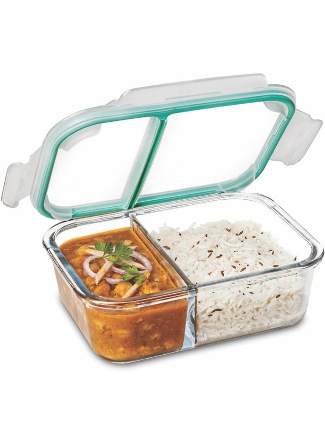 SignoraWare Slim High Big Office 1 Liter Twin Compartment Lunch Box Food container, BPA Free, Microwave Safe - Image 1