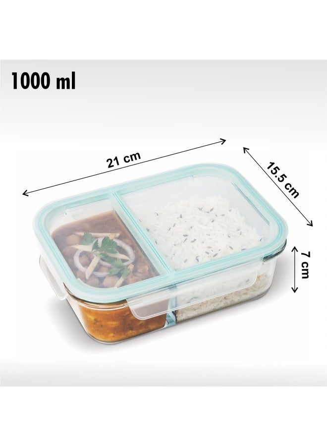 SignoraWare Slim High Big Office 1 Liter Twin Compartment Lunch Box Food container, BPA Free, Microwave Safe - Image 3