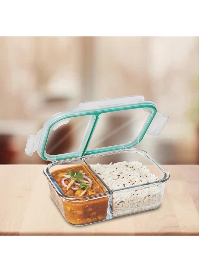 SignoraWare Slim High Big Office 1 Liter Twin Compartment Lunch Box Food container, BPA Free, Microwave Safe - Image 2