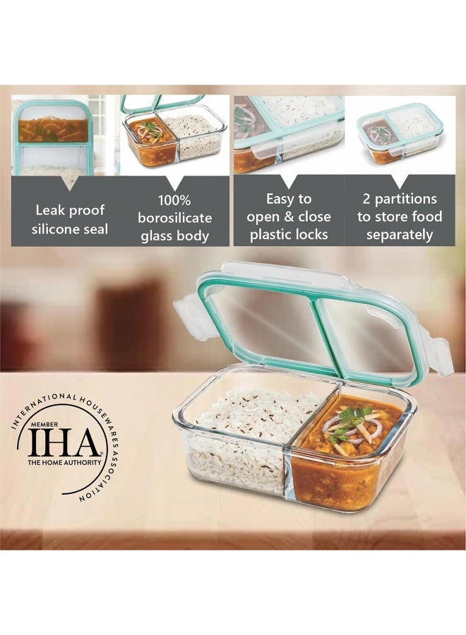 SignoraWare Slim High Big Office 1 Liter Twin Compartment Lunch Box Food container, BPA Free, Microwave Safe - Image 5