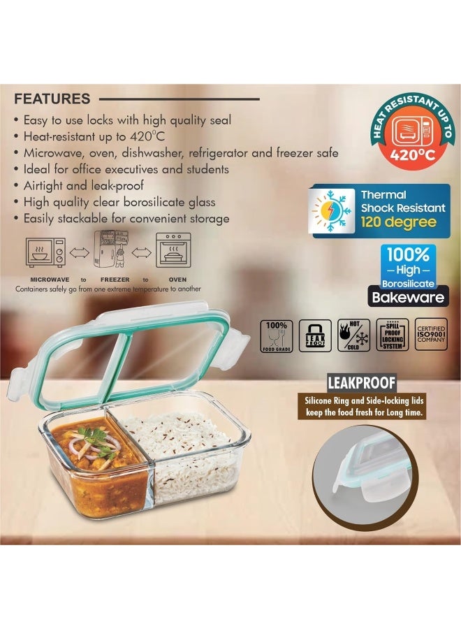 SignoraWare Slim High Big Office 1 Liter Twin Compartment Lunch Box Food container, BPA Free, Microwave Safe - Image 4