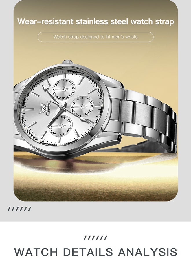 OPK Watches, Fashionable and Casual Men's Watch, Luminous Waterproof Quartz Watch, Men's Watch, 6024, White Dial - Image 5