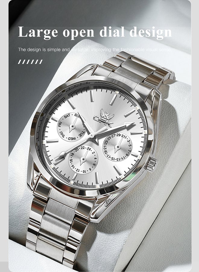 OPK Watches, Fashionable and Casual Men's Watch, Luminous Waterproof Quartz Watch, Men's Watch, 6024, White Dial - Image 2