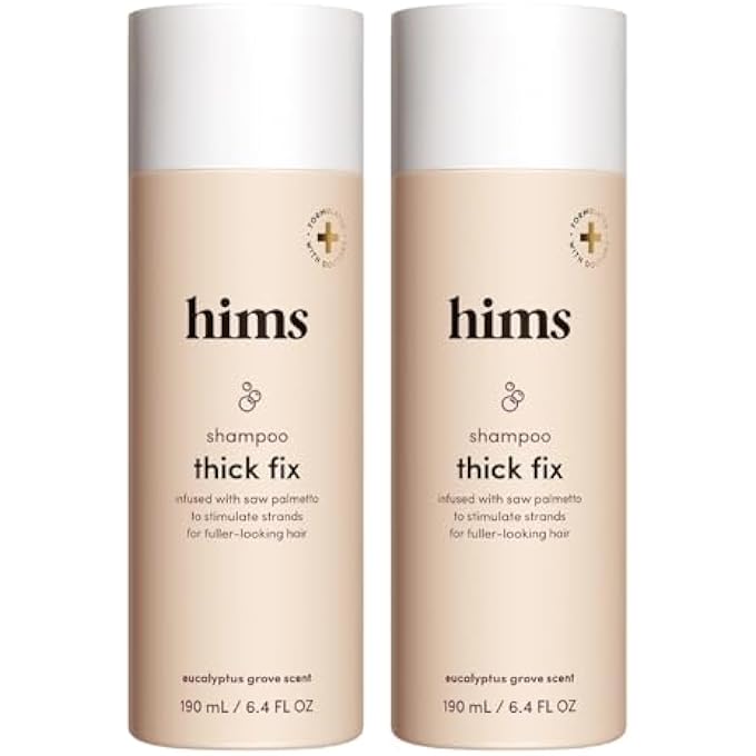 hims Thick Fix Shampoo - Saw Palmetto for Healthy Hair Growth & Thickening - Scalp Cleansing - Vegan, Sulfate-Free & Cruelty-Free - Eucalyptus Scent, 2 pack 6.4 fl oz
