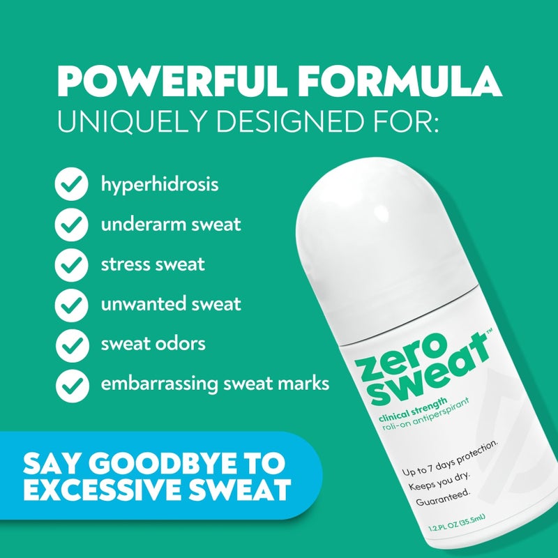 ZeroSweat Antiperspirant Deodorant | Clinical Strength Hyperhidrosis Treatment - Reduces Armpit Sweat 1.2 Fl.Oz (1 Pack) - Image 2