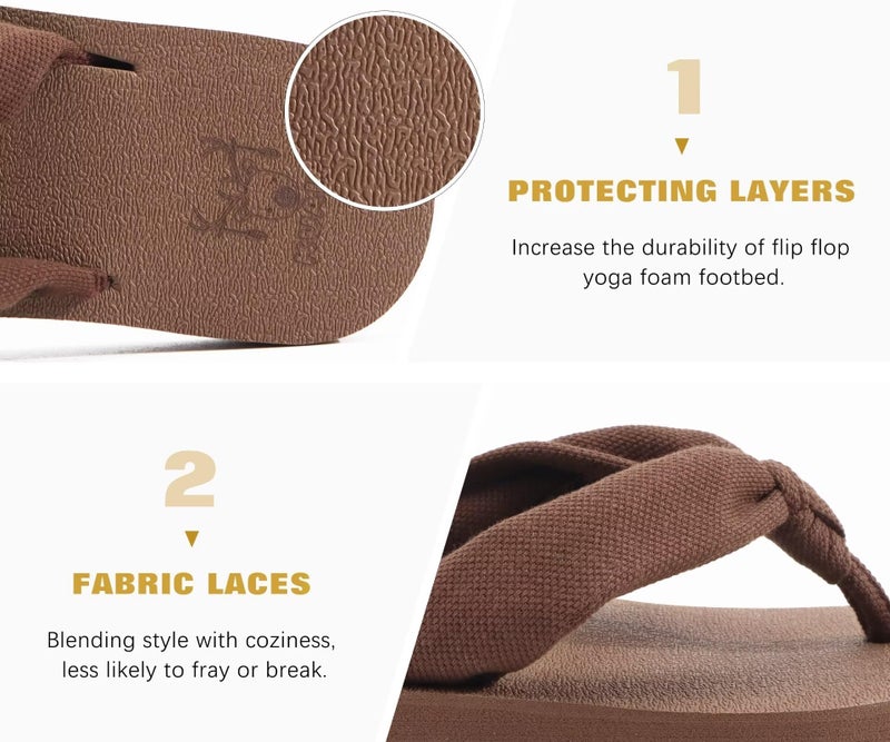 KuaiLu Flip Flops Women Arch Support Yoga Mat Comfortable Summer Beach Walking Thong Cushion Sandals Slip on Pool Outfits Travel Essentials Orthotic Slides Indoor Outdoor Slippers Shoes Brown Size 9.5 - Image 5