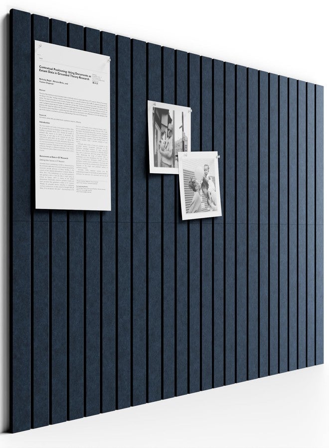 Bumusty Large Cork Board 36"x24" Alternative - 6 Pack Felt Wall Tiles with 40 Safe Removable Adhesive Tabs, 30 Pushpins, Cork Boards for Walls Pin Board Notice Board Office Decor-Denim Blue - Image 1