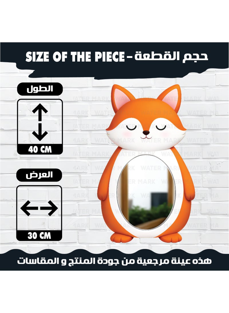 A children's wall mirror in the shape of a cartoon fox, unisex, made of high-quality wood with a cute and fun design, adds a modern decorative touch to the child's room, completely safe for toddlers and unbreakable, lightweight and easy to install to give the child's room a stylish and attractive look. - Image 3