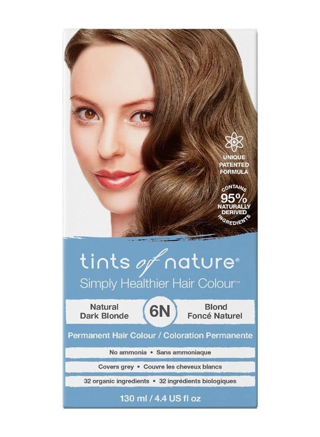 tints of nature صبغة شعر دائمة مرطبة، أشقر داكن طبيعي 6N، 4.4 أونصة سائلة - Image 1